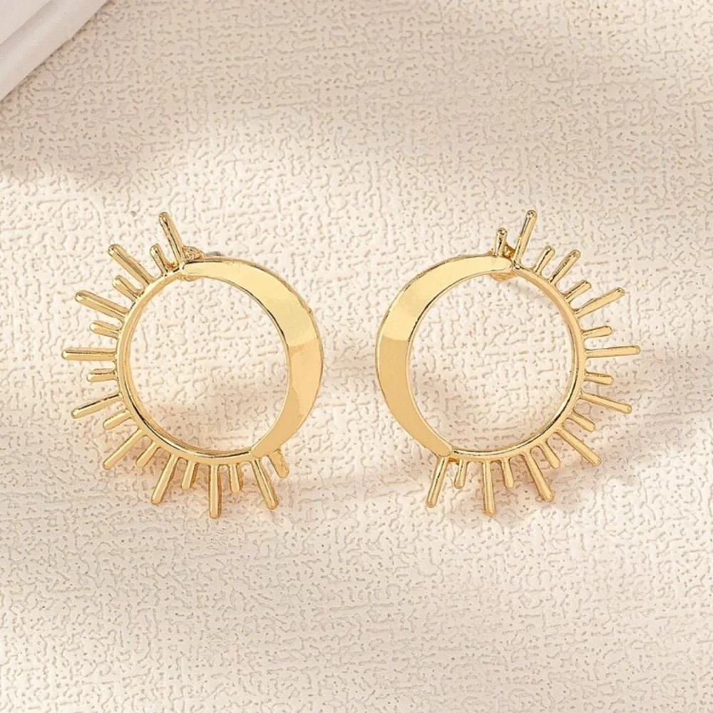 Gold Sunburst Stud Earrings